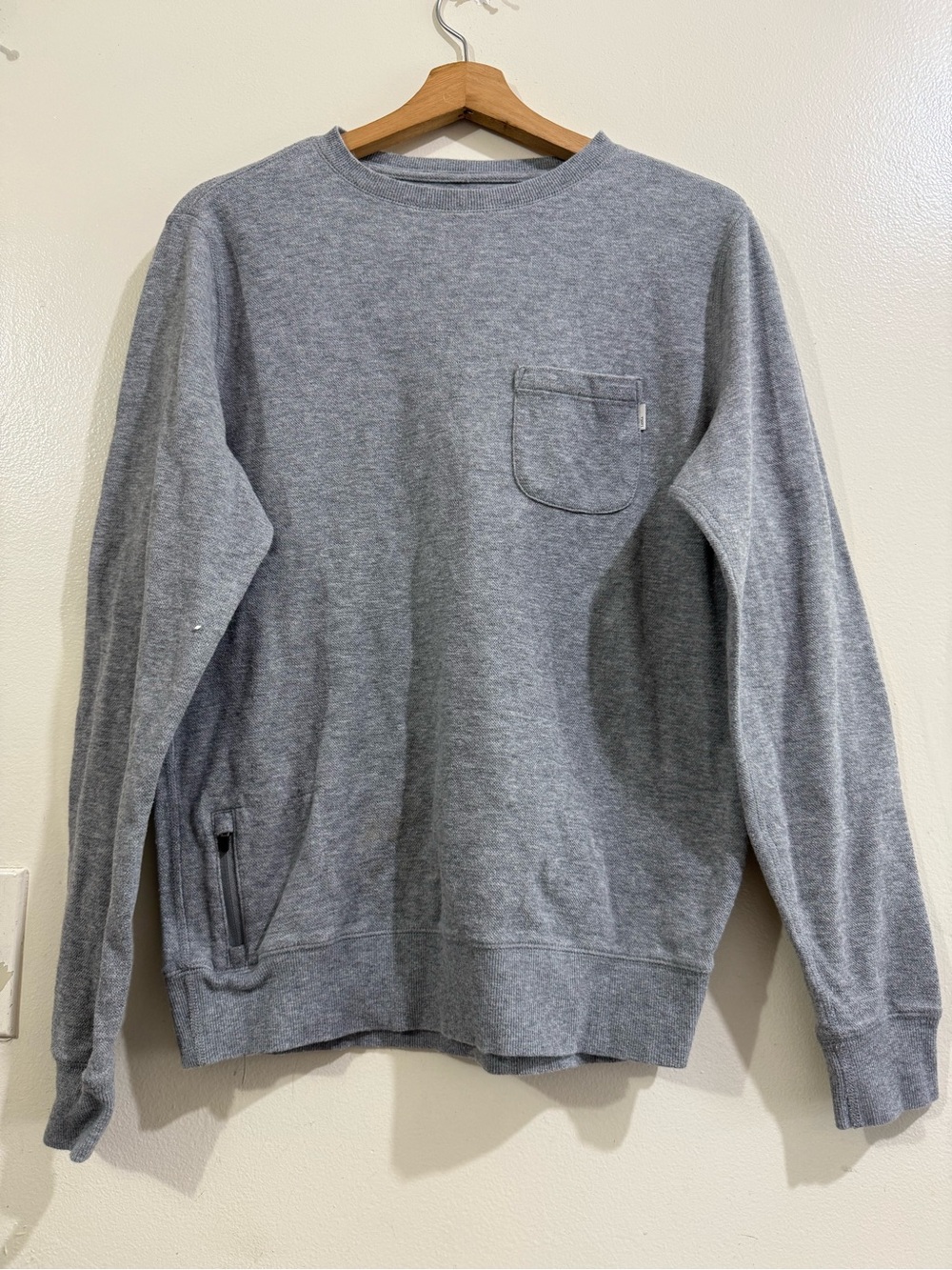 Vuori Heather Gray Crewneck Sweatshirt with Chest Pocket